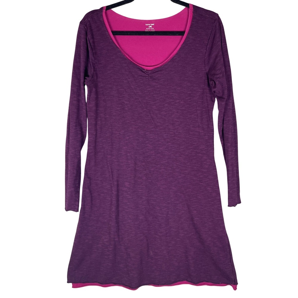 Horny Toad Dress Womens Medium Purple‎ VGUC Layered Tencel Organic Cotton Slub